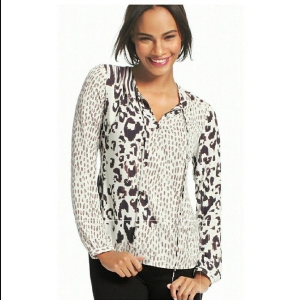 CAbi Mixed Animal Print Faux Wrap Blouse